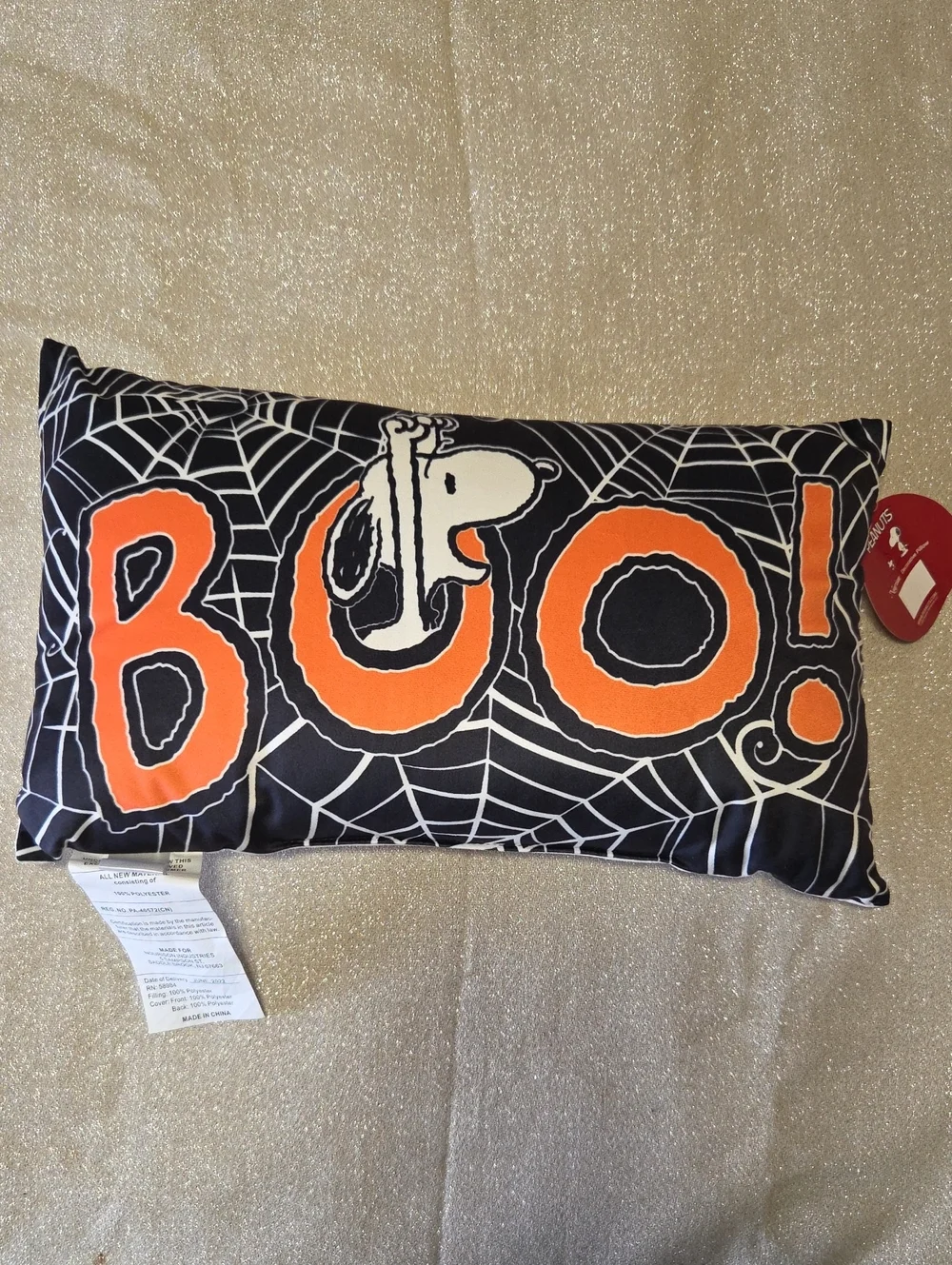 Peanuts Snoopy 'BOO!' Halloween Decorative Pillow - Black & Orange